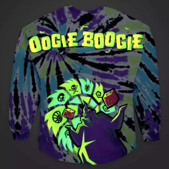 Disney Tops - Disney Parks 2022 Oogie Boogie Glow In The Dark Tie Dye Spirit Jersey - NEW